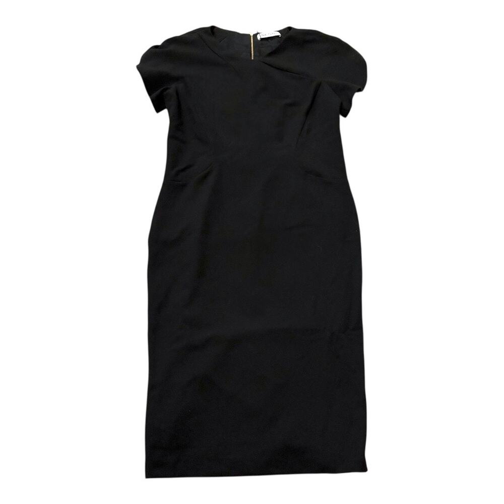 NWT The Fold Cocktail Dress - Classic Black Short Sleeves - Midi Sheath - Sz 12